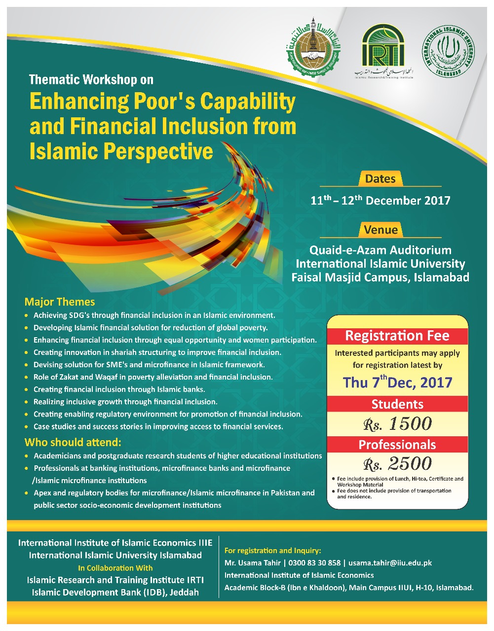 Thematic Workshop on Enhancing Poor’s Capability and Financial Inclusion from Islamic Perspective