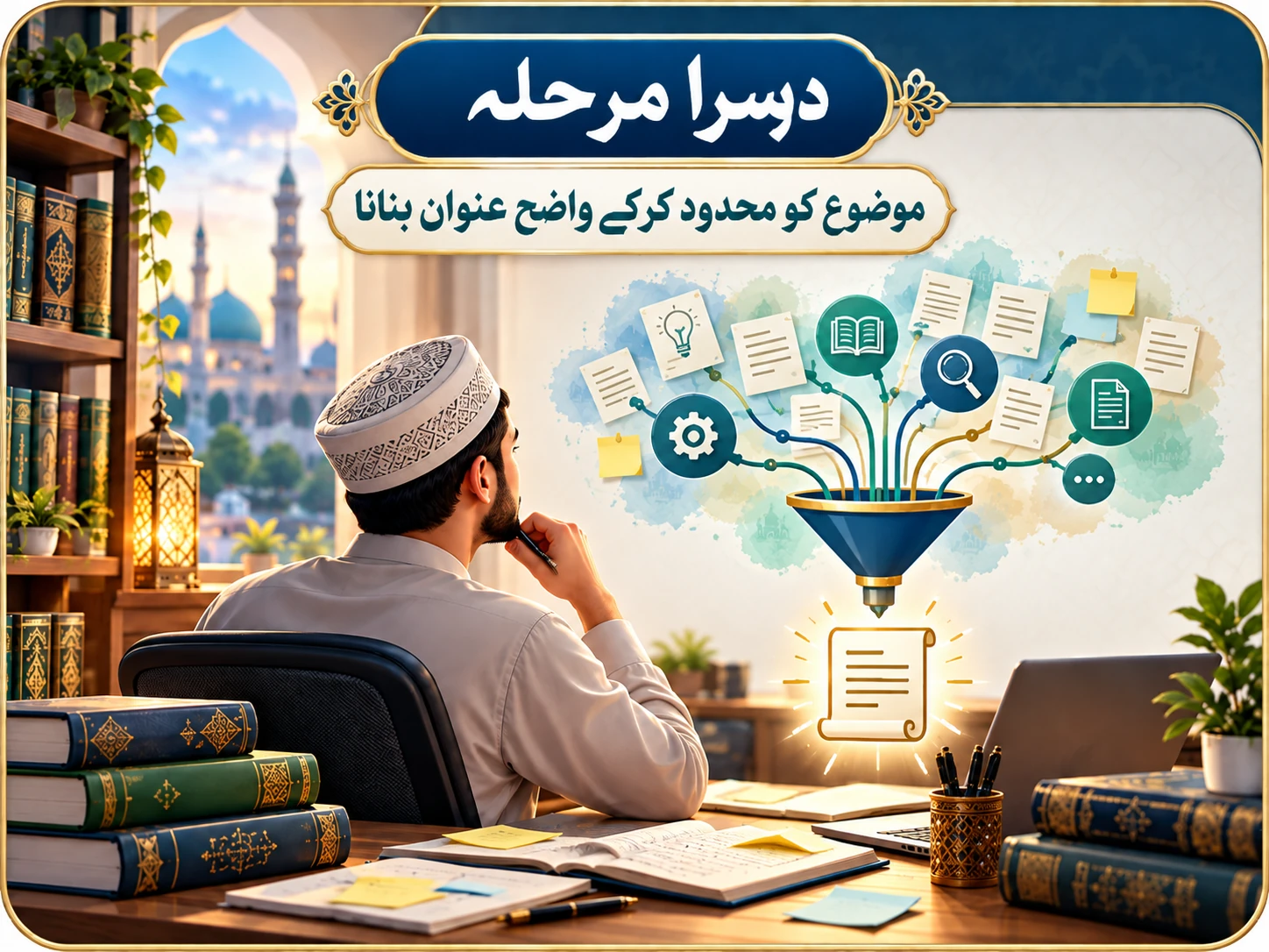 دوسرا مرحلہ: موضوع کو محدود کرکے واضح عنوان بنانا